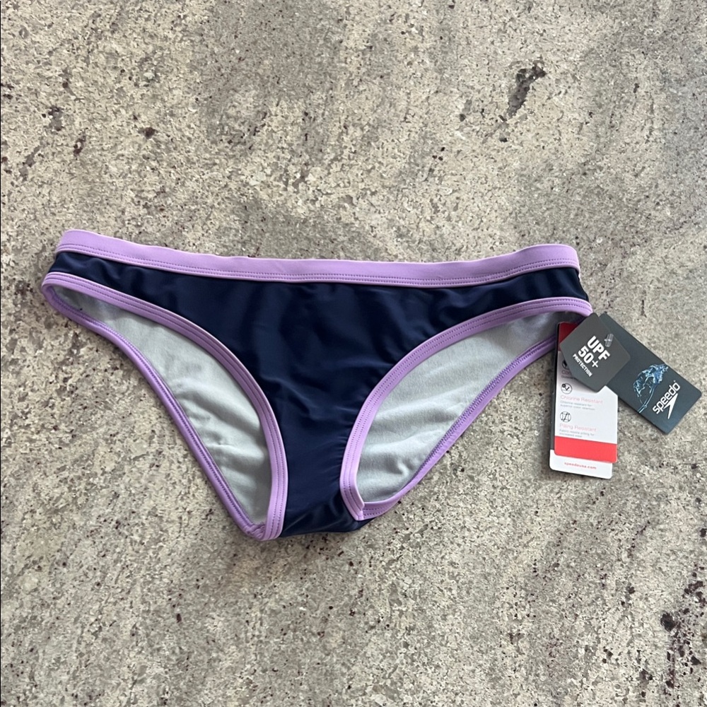 Speedo Women's Bikini Bottom - Navy and Lavender
